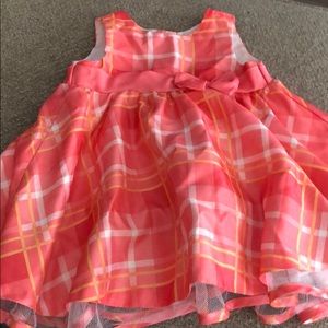 Coral and yellow dress